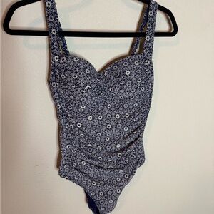 Bond-Eye Australia One Piece Swimsuit Ruched Floral Multi Fit Cup Blue US 6